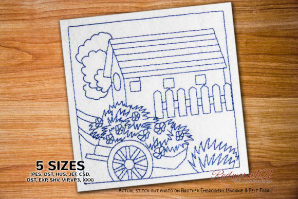 A Charming Addition: Wooden Cart with Flower Redwork Review for Real Embroidery Projects