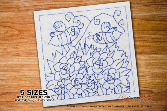 Bee Flying on the Flower: A Versatile Embroidery Design for Spring Branding
