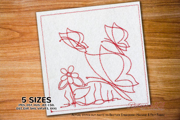 Butterfly Flying on Flower Redwork: A Designer’s Review