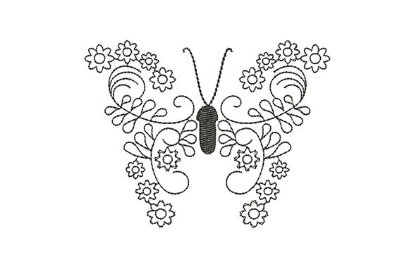 Butterfly Stylized Flowers: A Versatile Embroidery for Seasonal Appeal