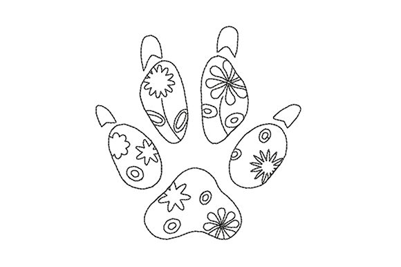 Charming Dog Paw Prints with Flowers for Boutique Apparel