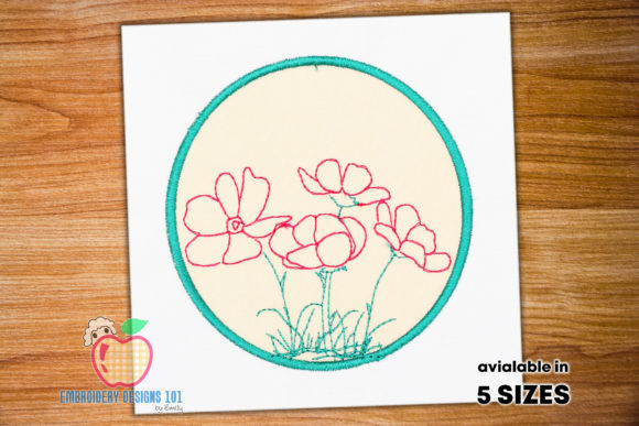 Cosmea Flowers in the Circle: A Designer’s Review for Personalized Embroidery