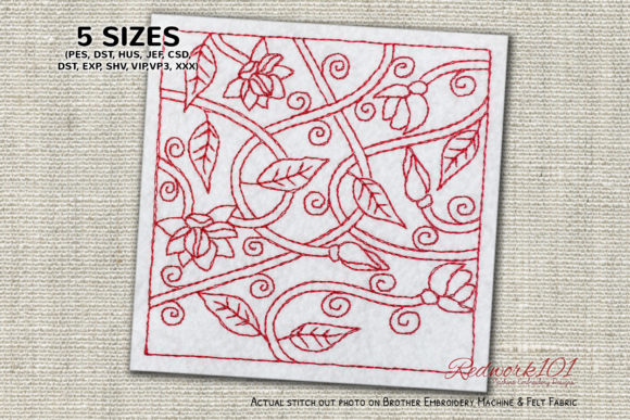Floral Charm Meets Versatile Embroidery with Flower with Branch Bluework