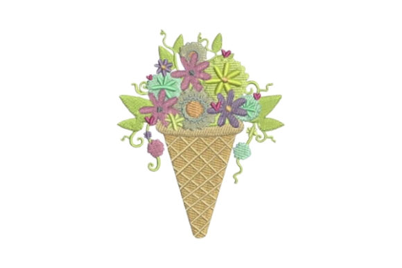 Ice Cream Cone with Flowers Review for Embroidery Designers