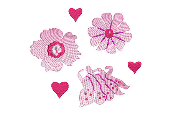 Pink Flowers with Hearts Embroidery Design Review