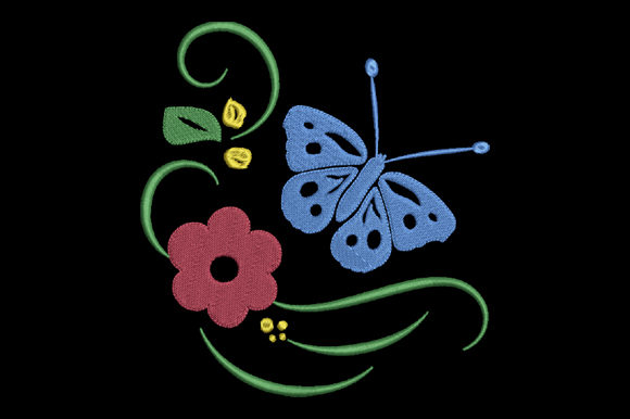 Red Flower and Blue Butterfly Embroidery Design Review