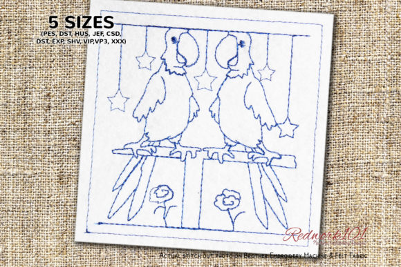 Two Pirate Parrots: A Seasonal Embroidery Design with Holiday Charm