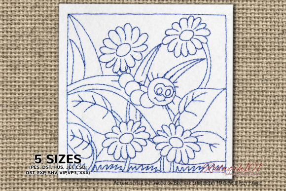 Worm on the Leaves Redwork Review for Real Embroidery Projects